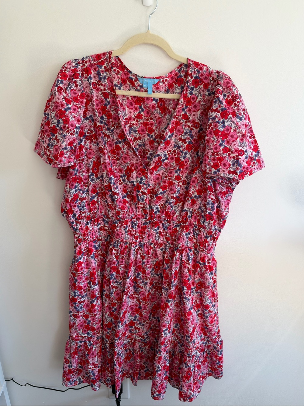 Floral V-Neck Draper James Mini Dress in Pink